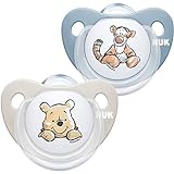 NUK Trendline Schnuller | 0-6 Monate | BPA-freier Schnuller aus Silikon | Disney Winnie Puuh | Blau (Junge) | 2 Stück