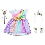 Zapf Creation 830338 BABY born Fantasy Deluxe Prinzessin 43 cm - Puppenkleid in Regenbogenfarben mit Schuhen, Haarreif mit Pins und Zepter