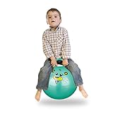 Relaxdays 10022554_53 Hüpfball Kinder, Maus, mit Griff, für Drinnen und Draußen, mit Tier-Motiv, weich, 45 cm Durchmesser, grün