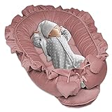 Babynestchen Velvet Kuschelnest für Neugeborene 90x50 cm - Baby Nestchen Bett Kokon Fleecestoff in Rosa