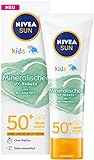 Nivea Sun Kids 100% Mineralischer Schutz Lotion LFS 50+, extra wasserfeste Kinder Sonnencreme, Sonnenlotion für sofortigen und hochwirksamen UVA, UVB-Schutz, 50 ml