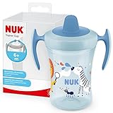 NUK Trainer Cup Trinklernbecher | auslaufsicherer Becher mit weichem Trinkschnabel & ergonomischen Griffen | 6+ Monate | 230 ml | BPA-frei | blaues Zebra