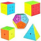 KidsPark Zauberwürfel Set, 5 Stück Magic Speed Cube Set 2x2 3x3 4x4 Puzzle Würfel Pyraminx Megaminx Speedcube, Stickerless Magic Cubes Speed Puzzle Cube für Kinder & Erwachsene