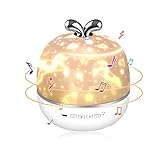 Rotierender LED Sternenhimmel Projektor, Wiederaufladbar Galaxy Projektor Nachtlicht mit Fernbedienung/Timer/Bluetooth Musikplayer für Kinder und Erwachsene Zimmer Dekoration Geschenke(6 Themen)