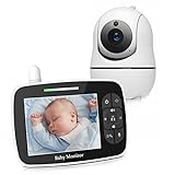 Danolt Babyphone mit Kamera Babyfon 720P Baby Video Monitor 3.5 Zoll Nachtsicht Schlaflieder Zwei Wege Talkback Temperatur Schwenk Neige