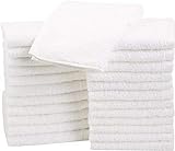 Amazon Basics Waschlappen aus Baumwolle, 24er-Pack - Weiß