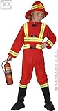 Widmann 55707 - Kinderkostüm Feuerwehrmann, Kasack, Hose, Stiefelbedeckung und leuchtender Helm, Größe 140