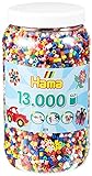 Hama Perlen 211-00 Bügelperlen XXL Dose mit ca. 13.000 bunten Midi Bastelperlen mit Durchmesser 5 mm im 10 Farben Mix, kreativer Bastelspaß für Groß und Klein