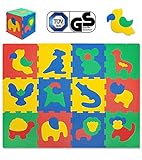Hakuna Matte Puzzlematte für Babys 1,2x0,9m – TÜV SÜD GS Zertifizierte Baby Spielmatte – Spielteppich enthält 12 Fliesen mit Tieren – 20% dickere Krabbelmatte in Einer recycelbaren Verpackung