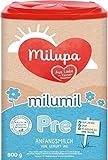 Milupa Milumil Pre Babynahrung, Anfangsmilch von Geburt an, Baby-Milchpulver, (1 x 800 g) || Die äußere Verpackung kann variieren