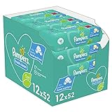 Pampers Fresh Clean Baby Feuchttücher, 624 Tücher (12 x 52) Mit Frischem Duft, Dermatologisch Getestet, Baby Erstausstattung Für Neugeborene