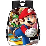 Hanel Super Mario Kinder-Rucksack, Schulrucksack Mario Bros, 3D-gedruckte Cartoon-Schultasche für Jungen, Grund- und Mittelschule