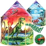 W&O Dinosaurier Spielzelt mit tollen Dinogeräuschen - Pop-Up-Zelt - Kinderzelt für Drinnen und Draußen, Spielhaus für das Kinderzimmer, Zelt Kinderzimmer, Spielzelt für Mädchen und Jungen, Kinder Zelt