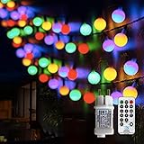 Lichterkette Bunt, [100 LED]13M 8 Modi Lichterkette Kugeln mit Fernbedienung,Lichterkette Außen/Innen mit Stecker, für Kinderzimmer,Garten,Party Deko,Balkon,Weihnachtsbeleuchtung