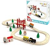 Tiny Land Holzeisenbahn und Züge Pack Eisenbahn Einsteigerset Passend für Thomas Eichhorn Zugset Kleinkinderspielzeug empfohlen ab 3 Jahren