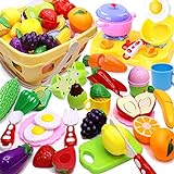 Airlab Kinderküche Spielküche Zubehör, Kinder Küchenzubehör Schneiden Obst Gemüse Lebensmittel, Küche Spielzeug Rollenspiel Lernspielzeug Geschenk