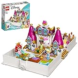 LEGO 43193 Disney Princess Märchenbuch Abenteuer mit Arielle, Belle, Cinderella und Tiana, Spielzeugschloss für Kinder, 4 Mikro-Spielfiguren