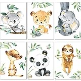 LALELU-Prints | A4 Bilder Kinderzimmer Deko Mädchen Junge | Zauberhafte Dschungel-Tiere | Poster Babyzimmer | 6er Set Kinderbilder (DIN A4 ohne Rahmen)