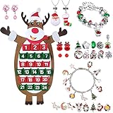 iZoeL Adventskalender Mädchen Schmuck Weihnachtskalender 24 Füllung Armbänder Ohrringe Halskette Kinder 3 -16 Jahre Kinder Geschenk (filz 2021)
