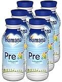 Humana Anfangsmilch Pre trinkfertig, von Geburt an, trinkfertige Säuglingsmilch, zusätzlich zur Muttermilch oder als alleinige Pre Nahrung, Babynahrung mit DHA und nur Laktose, 6 x 470 ml