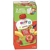 HiPP HiPPiS Quetschbeutel Vorteilspack, Erdbeere-Banane in Apfel, 100% Bio-Früchte ohne Zuckerzusatz, 4 x 4 Beutel à 100 g