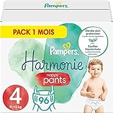 Pampers Baby Windeln Pants Größe 4 (9kg-15kg) Harmonie, 96 Höschenwindeln, Monatsbox, sanfter Hautschutz und pflanzenbasierte Inhaltsstoffe