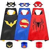 Sinoeem Superhelden Kinderkostüm Kinder Cosplay Kostüme für Junge Mädchen 3-12 Jahre Spielzeug & Geschenke für Kindergeburtstag Halloween oder Karneva (3pcs Capes-B)