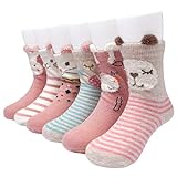 Adorel Mädchen Socken Anti-Rutsch Stoppersocken 6er-Pack Mehrfarbig 21-24 EU