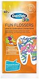 Dentek Fun Flossers Kids - Zahnseide-Sticks speziell für Kinder - mit Fruchtgeschmack - rutschfester Griff - bunte Farben, 1 X 40 Stk