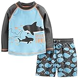 Simple Joys by Carter's Baby und Kleinkind Jungen 2-teilig Badeanzug Trunk und Rashguard ,Blue Whales ,3-6 Months