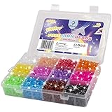 La Manuli Glitzer Bügelperlen Sortiert Fuse Beads Kit - 4000 Stück 5 mm 12 Farben Nachfüllset Bügelperlen Set Mit jeder Marke Beads kompatibel, Steckperlen in Organizerbox