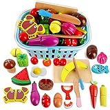 kramow Kinderküche Zubehor Holz, Spielküche Zubehor, Küchenspielzeug Holz, Küchenzubehor Kinder, Lebensmittel Spielzeug, Schneideset Obst Gemuese