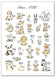 artpin® ABC Poster Kinderzimmer Alphabet Tierposter - Lernposter Schulanfang 1.Klasse DIN A3 Weihnachtsdeko - Bilder Safari Mädchen Junge Baby Tiere - Wald Dschungel P69