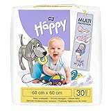 bella baby Happy Wickelunterlagen: Baby Wickelunterlagen für unterwegs 60 x 60 cm im 2er Pack (2 x 30 Stück) - wasserdicht und hygienisch