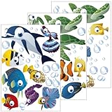 GESCHENKE-FABRIK Wandsticker mit Motiv 'Unterwasserwelt/Fische/Ozean' - Wandtattoo für Zimmerwände - Kinder- und Jugendzimmer (Junge oder Mädchen) - 75-teiliges Set auch als Geschenk