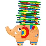 Natureich Elefant Montessori Stapel Spielzeug Holz zum Geschicklichkeit Lernen mit Stäbchen Bunt ab 4 Jahre für die frühe Motorik Entwicklung Ihres Kindes in Bunt