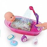 Brigamo Interaktive Puppen Badewanne mit funktionierender Dusche, inkl. Baby Badepuppe und viel Zubehör ❀