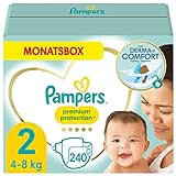 Pampers Baby Windeln Größe 2 (4-8kg) Premium Protection, 240 Stück, MONATSBOX, Pampers Weichster Komfort Und Schutz