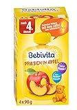 Bebivita Baby Quetschbeutel Pfirsich in Apfel, 4er Pack ( 4 x 4 x 90 g )